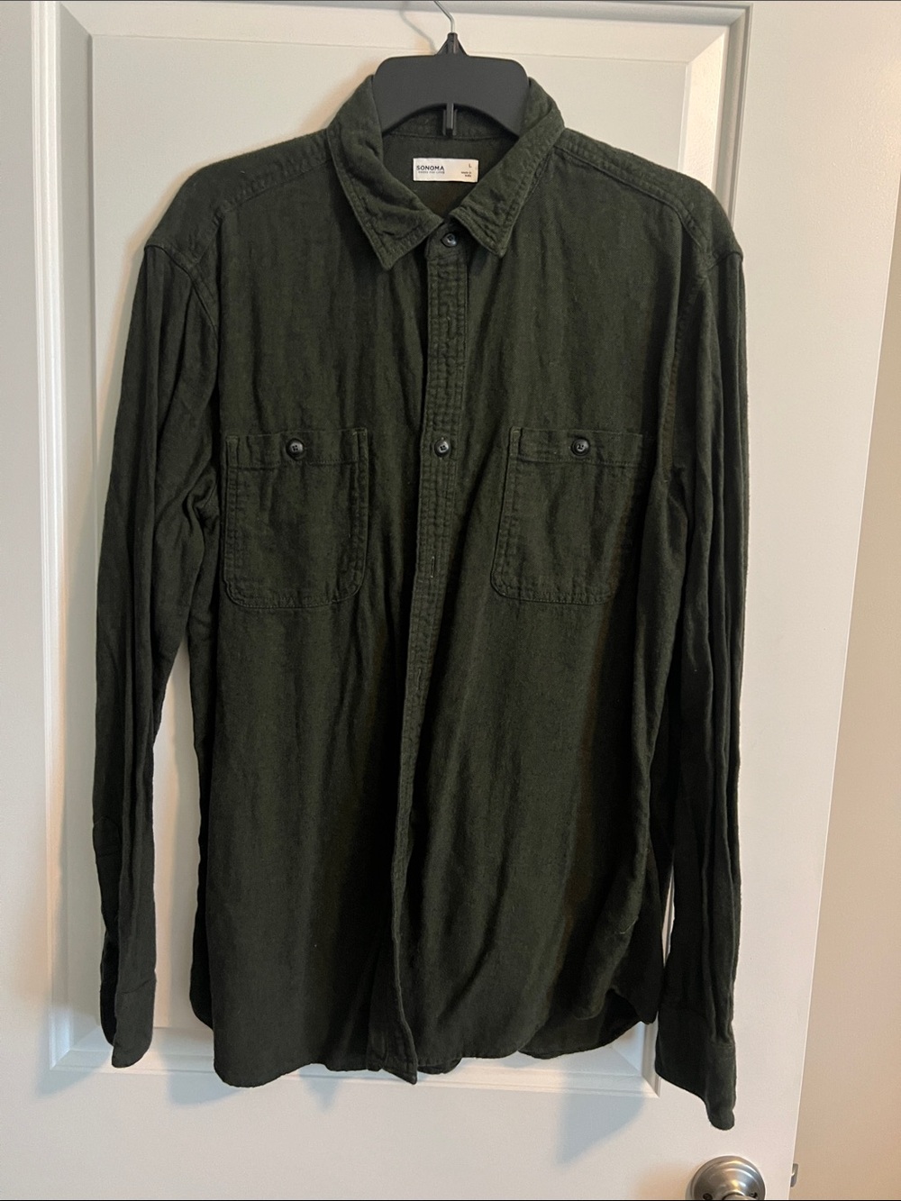 Sonoma Dark Olive Green Long-Sleeve Button Down Shirt